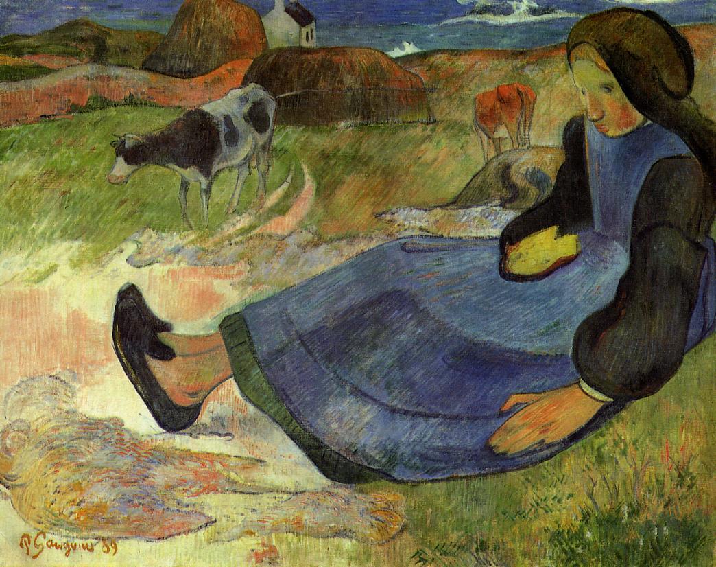 Seated Breton Girl - Paul Gauguin Painting